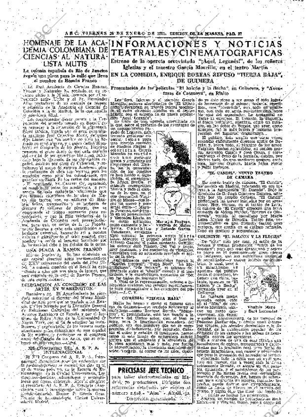 ABC MADRID 26-01-1951 página 27