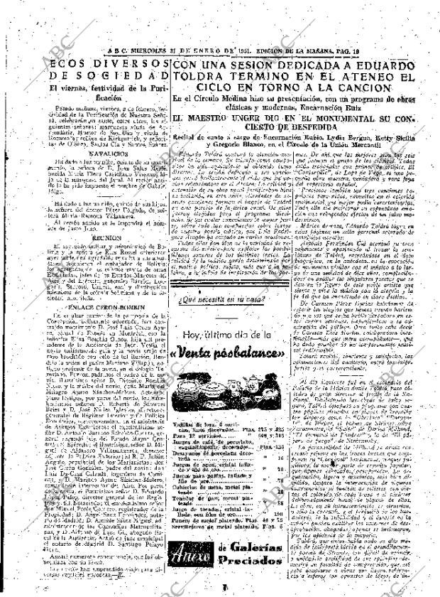 ABC MADRID 31-01-1951 página 19