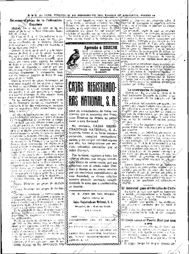 ABC SEVILLA 23-02-1951 página 14