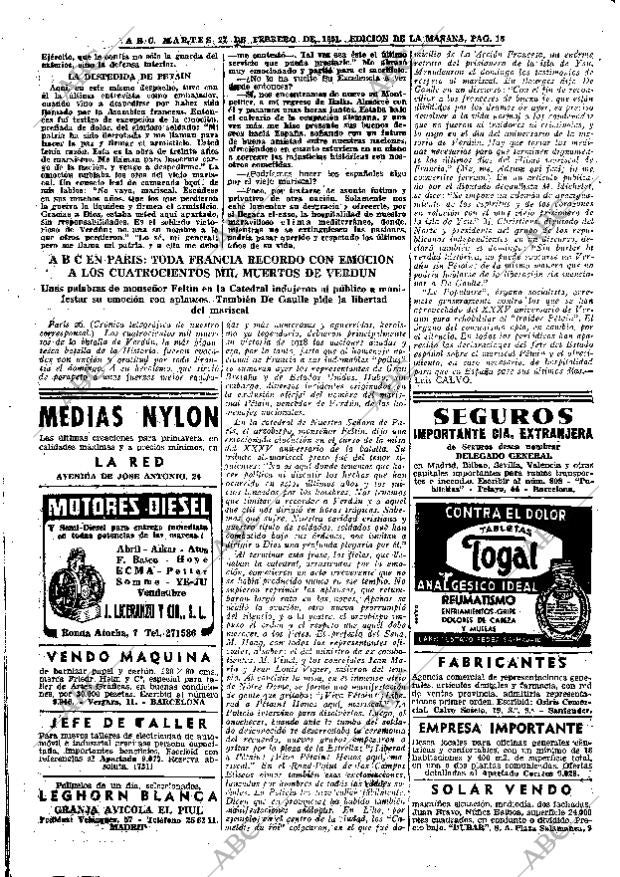 ABC MADRID 27-02-1951 página 16