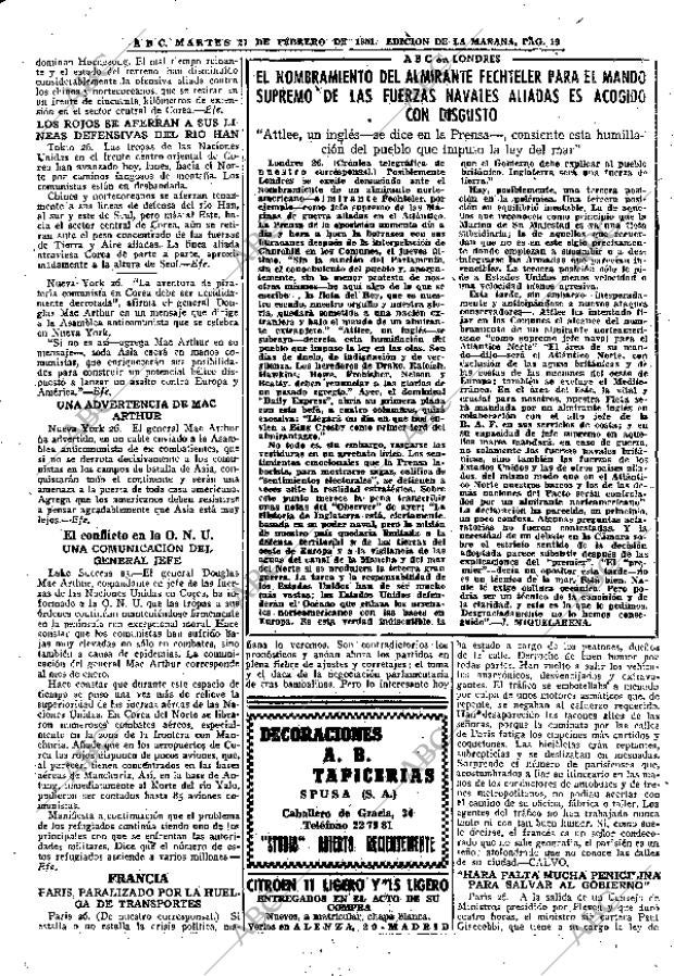 ABC MADRID 27-02-1951 página 19