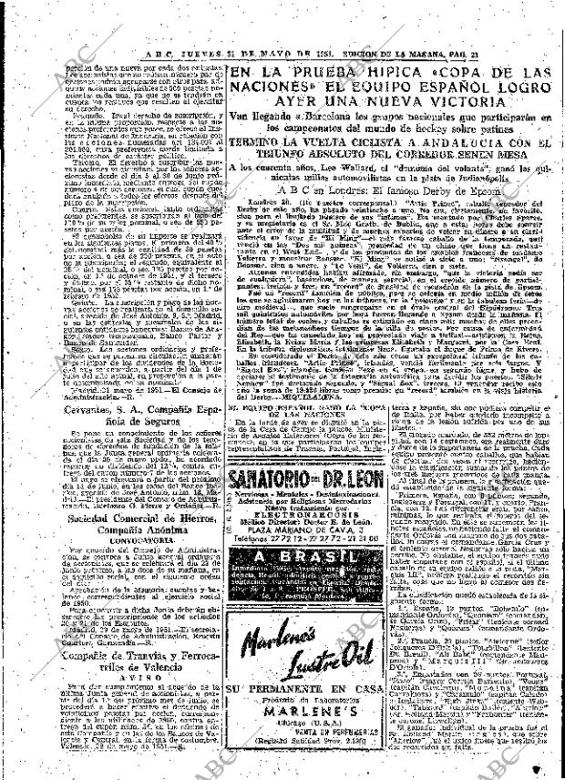 ABC MADRID 31-05-1951 página 21