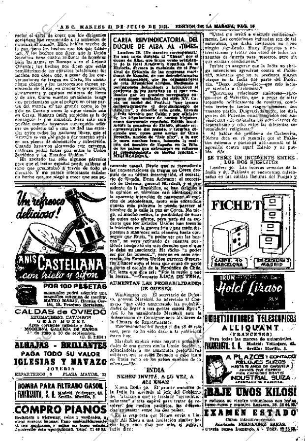 ABC MADRID 31-07-1951 página 10