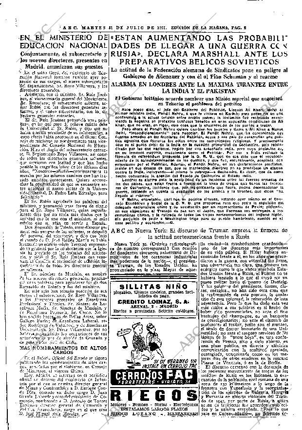 ABC MADRID 31-07-1951 página 9