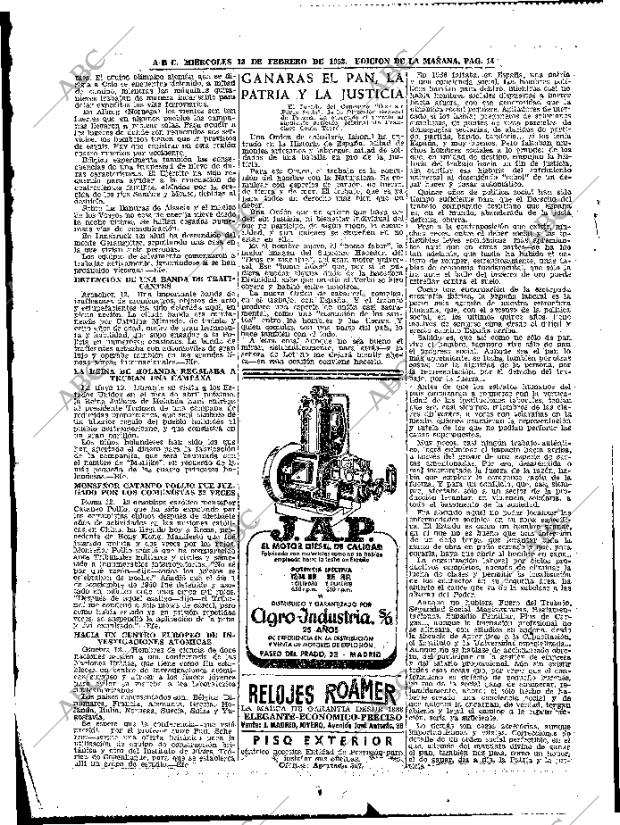 ABC MADRID 13-02-1952 página 14