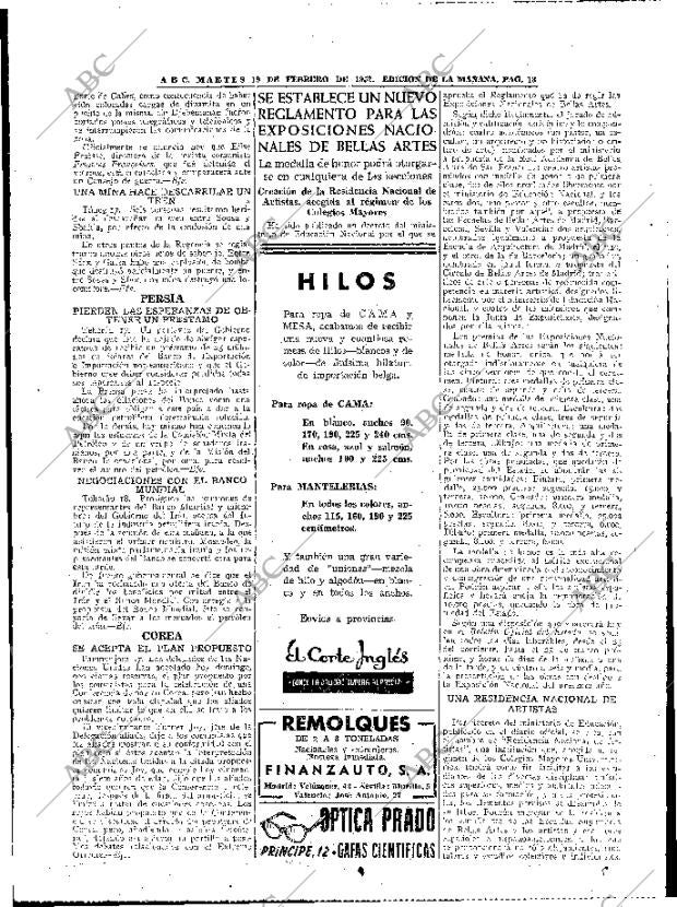 ABC MADRID 19-02-1952 página 18