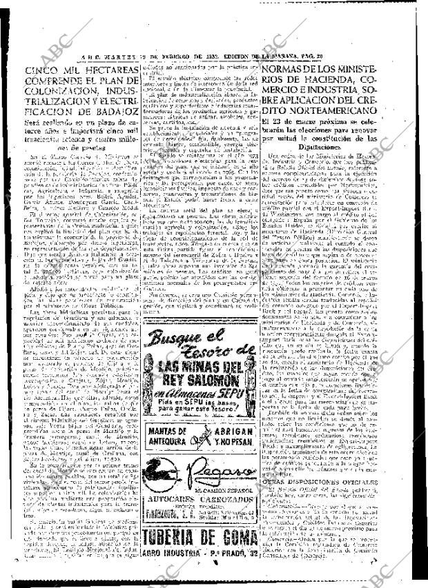 ABC MADRID 19-02-1952 página 20