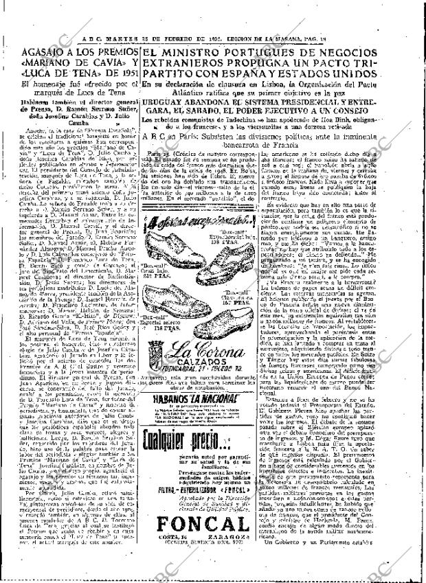 ABC MADRID 26-02-1952 página 19