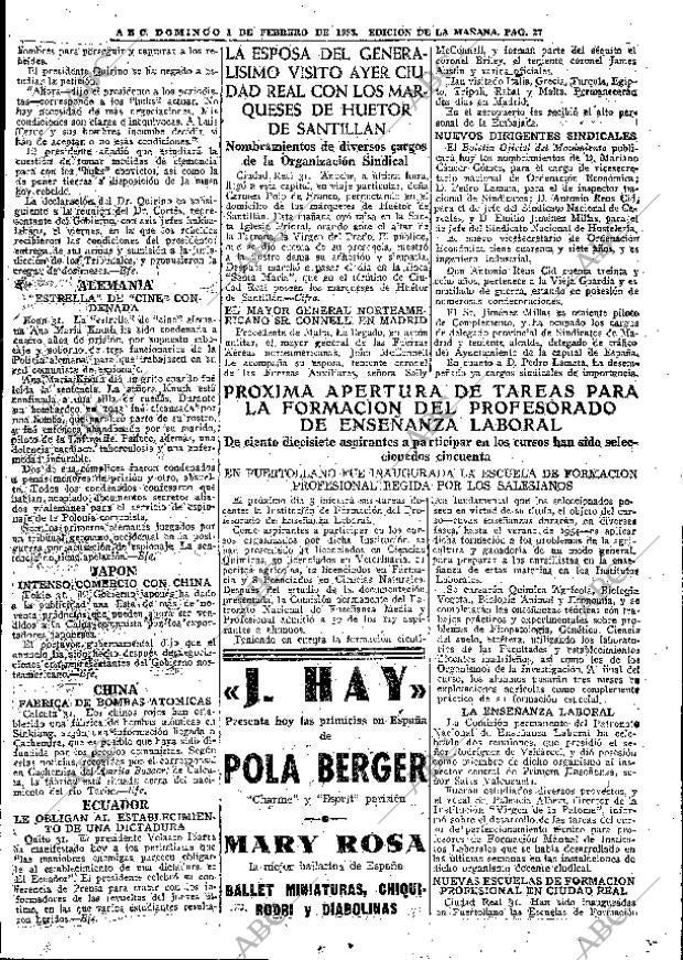 ABC MADRID 01-02-1953 página 27