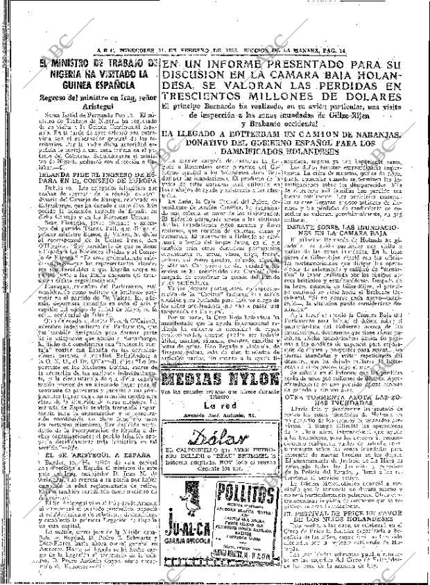 ABC MADRID 11-02-1953 página 14