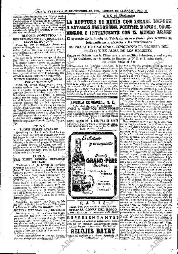 ABC MADRID 13-02-1953 página 19