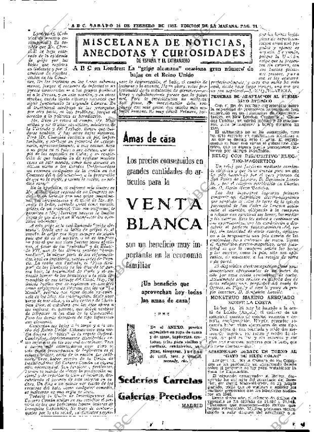 ABC MADRID 14-02-1953 página 21