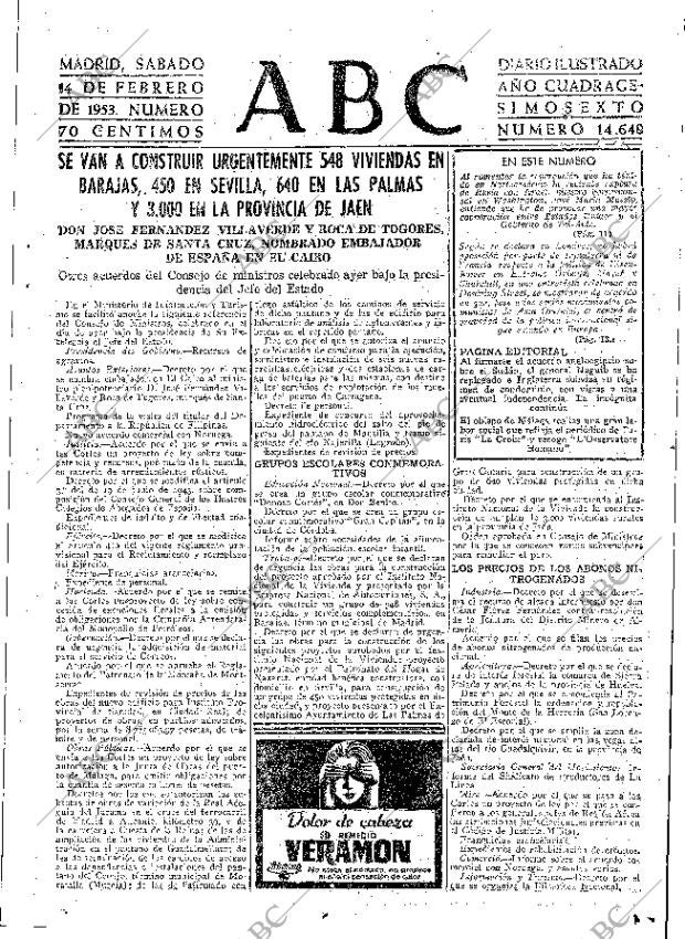 ABC MADRID 14-02-1953 página 7