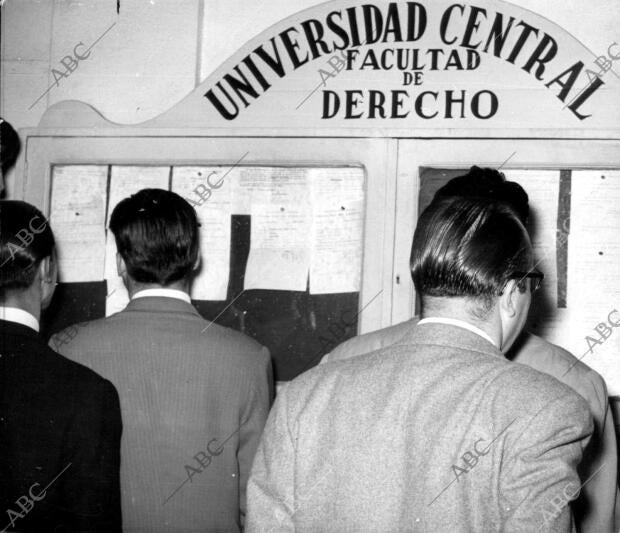 Estudiantes Mirando sus Calificaciones en la facultad de derecho