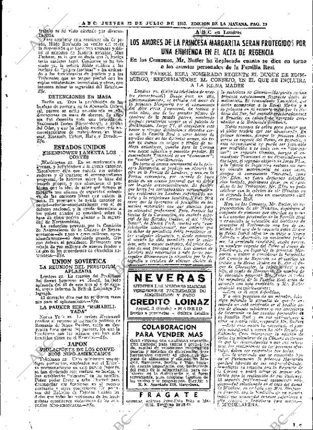 ABC MADRID 23-07-1953 página 19