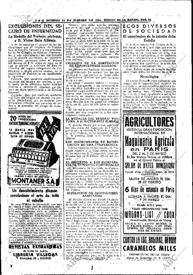 ABC MADRID 14-02-1954 página 54