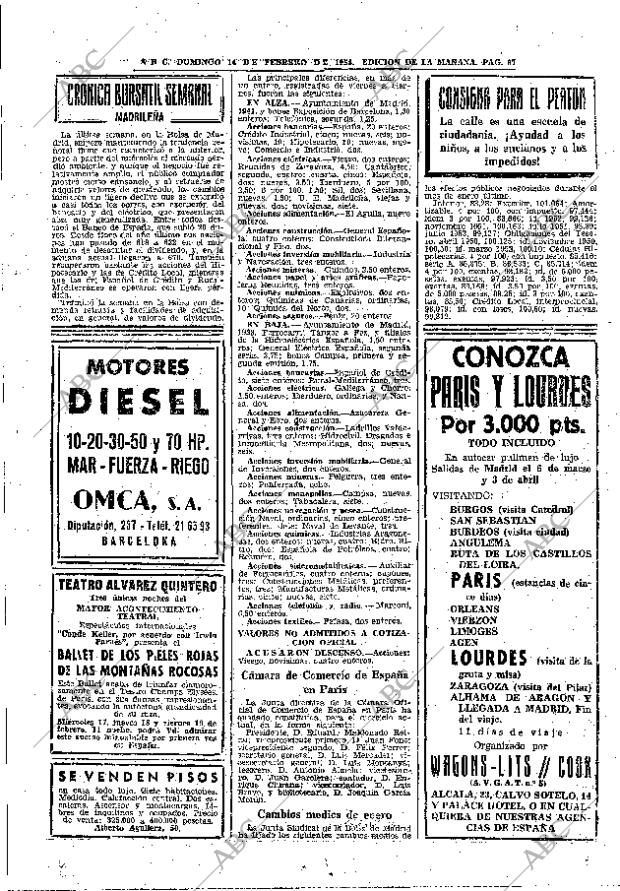 ABC MADRID 14-02-1954 página 67