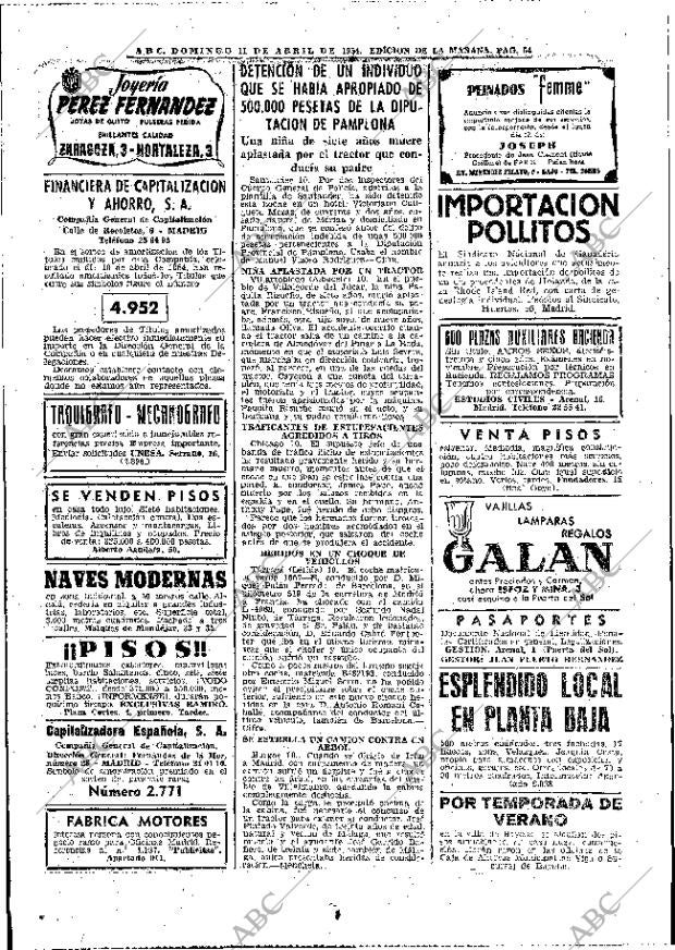 Periódico ABC MADRID 11041954,portada Archivo ABC