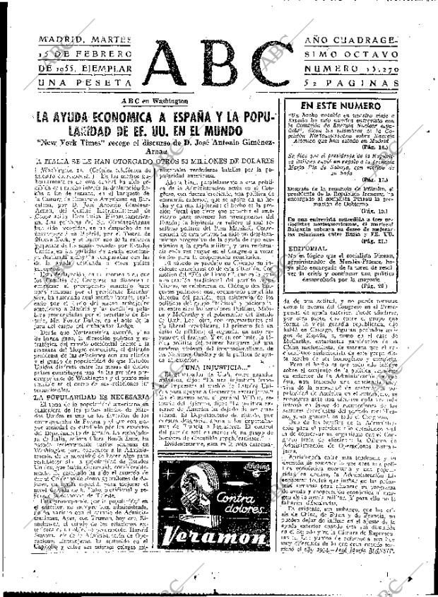 ABC MADRID 15-02-1955 página 15