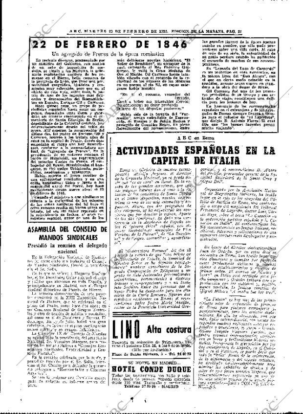 ABC MADRID 22-02-1955 página 21