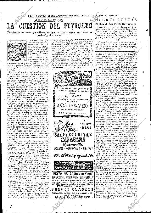 ABC MADRID 25-08-1955 página 20