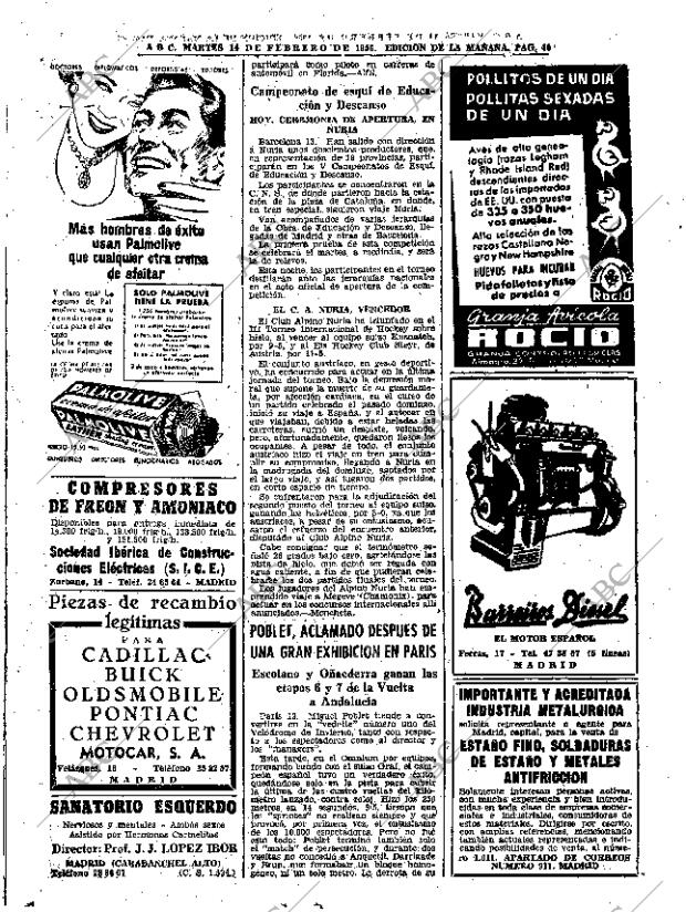 ABC MADRID 14-02-1956 página 40