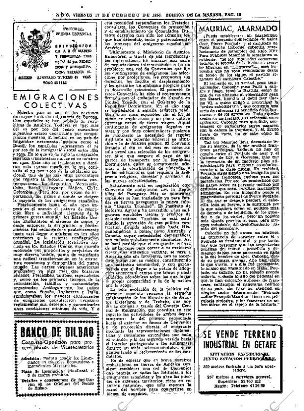 ABC MADRID 17-02-1956 página 16