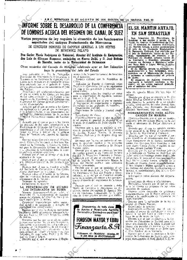 ABC MADRID 22-08-1956 página 19