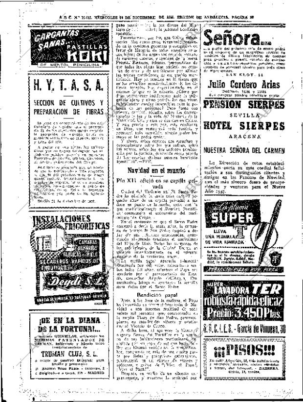 Periodico Abc Sevilla 26 12 1956 Portada Archivo Abc