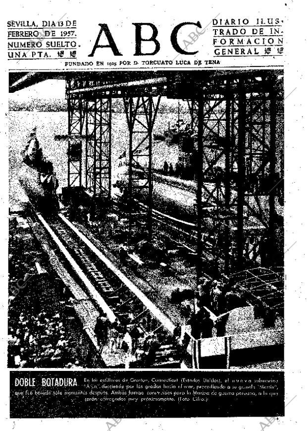 ABC SEVILLA 13-02-1957 página 1