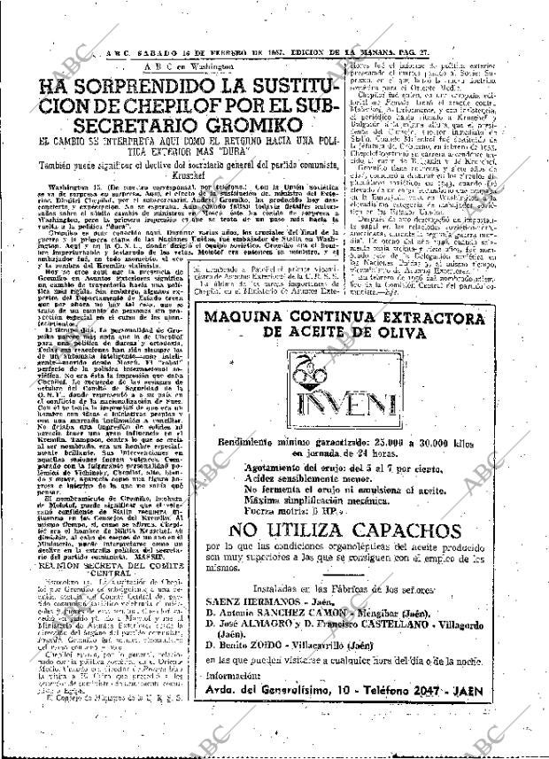 ABC MADRID 16-02-1957 página 27