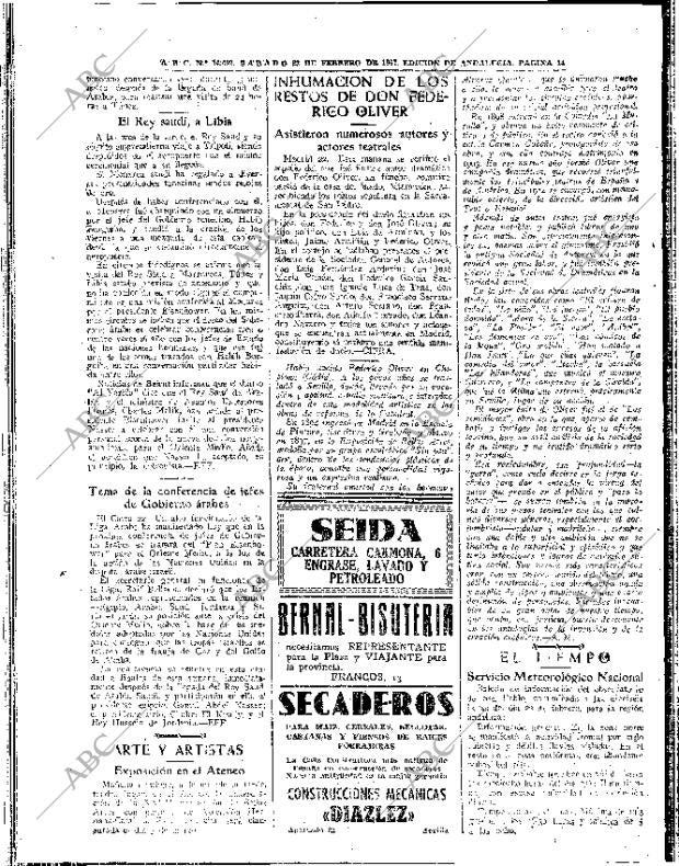 ABC SEVILLA 23-02-1957 página 14