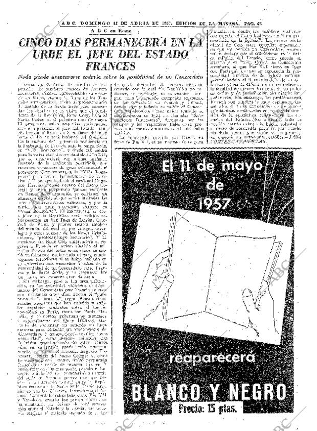 ABC MADRID 14-04-1957 página 43