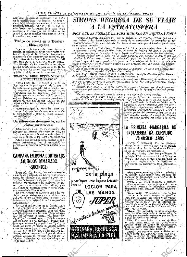 ABC MADRID 22-08-1957 página 21