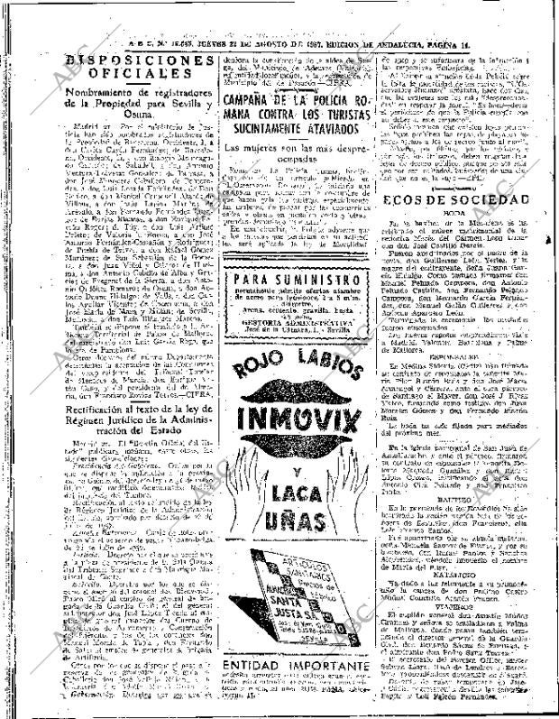 ABC SEVILLA 22-08-1957 página 14