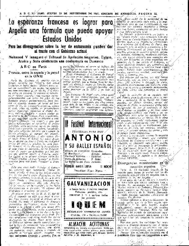 ABC SEVILLA 19-09-1957 página 13