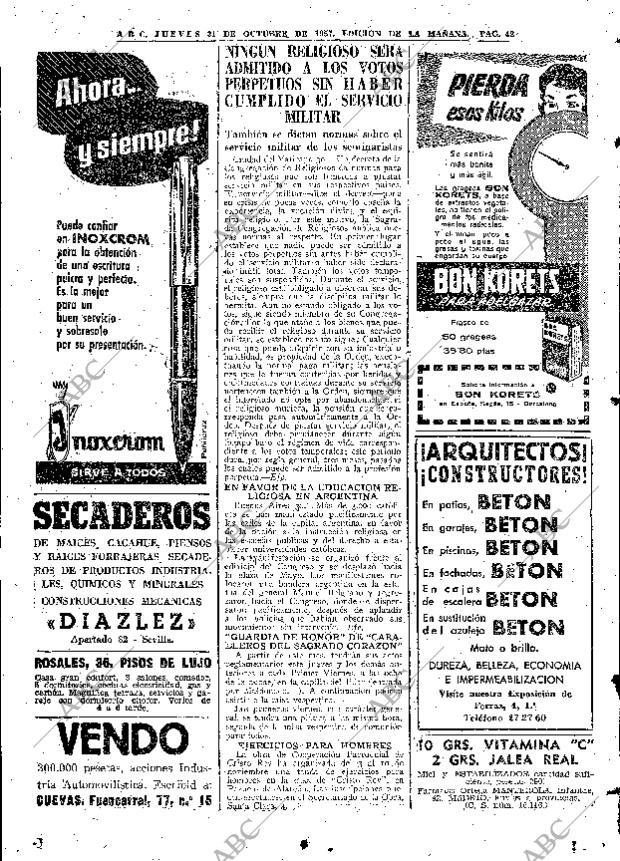 ABC MADRID 31-10-1957 página 42