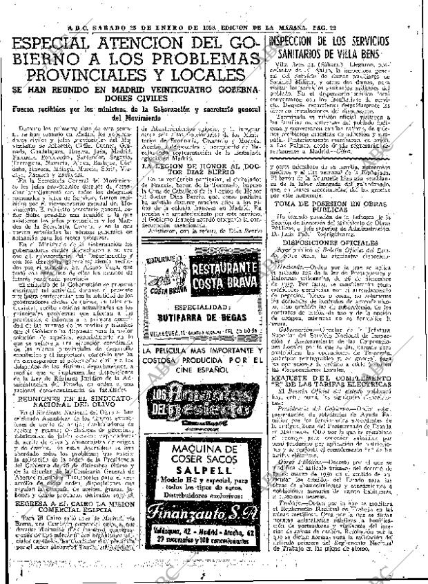 ABC MADRID 25-01-1958 página 22