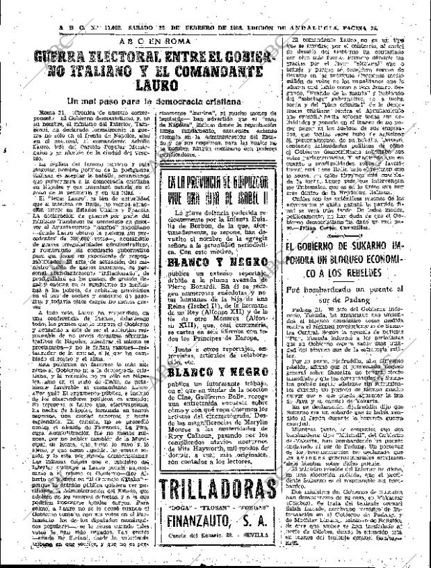 ABC SEVILLA 22-02-1958 página 25