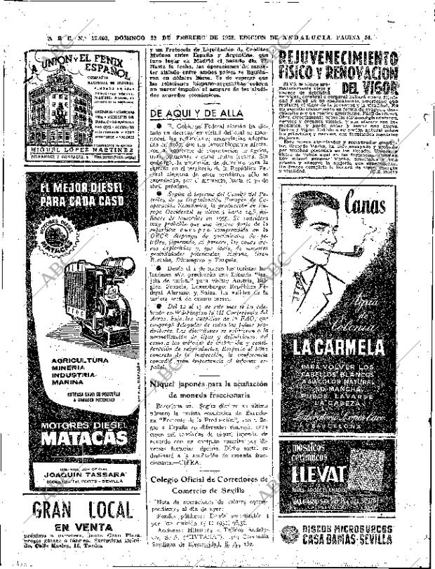 ABC SEVILLA 23-02-1958 página 54