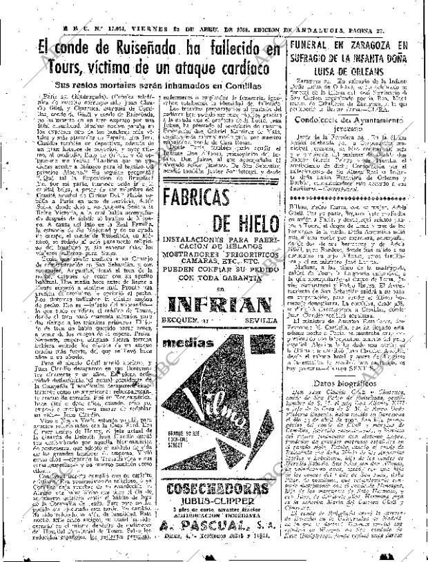 ABC SEVILLA 25-04-1958 página 27