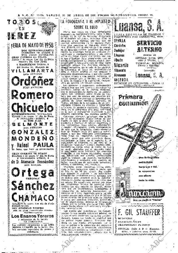 ABC SEVILLA 26-04-1958 página 26