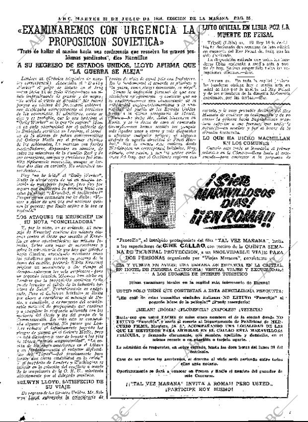 ABC MADRID 22-07-1958 página 25