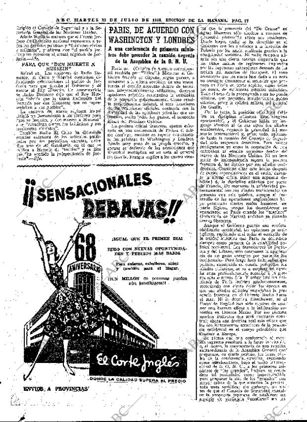 ABC MADRID 22-07-1958 página 27