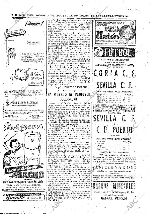 ABC SEVILLA 15-08-1958 página 16