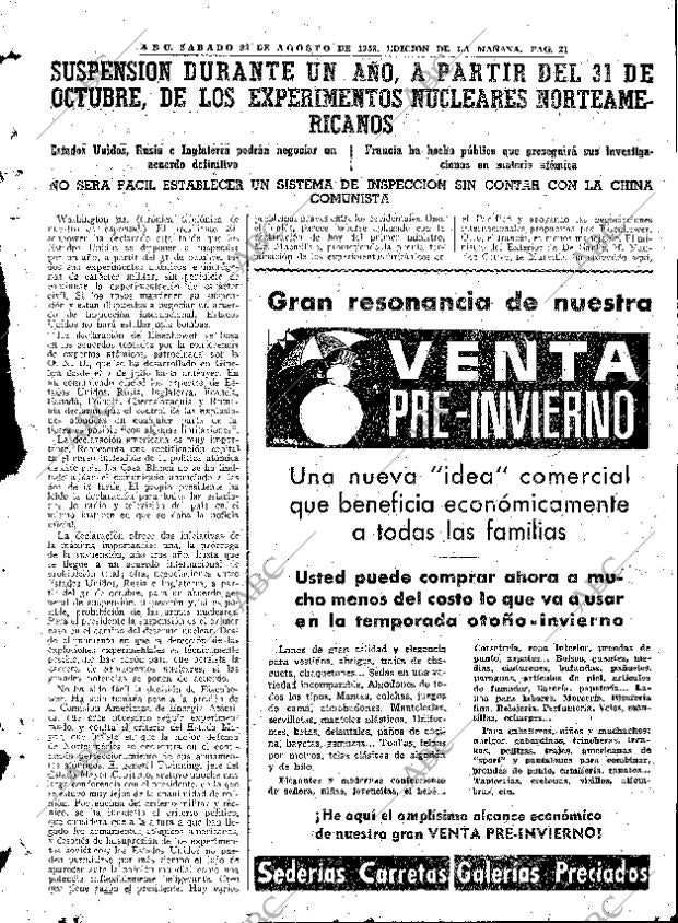 ABC MADRID 23-08-1958 página 21