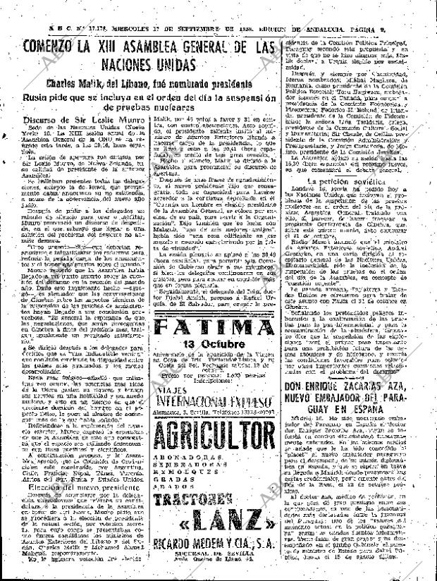 ABC SEVILLA 17-09-1958 página 9