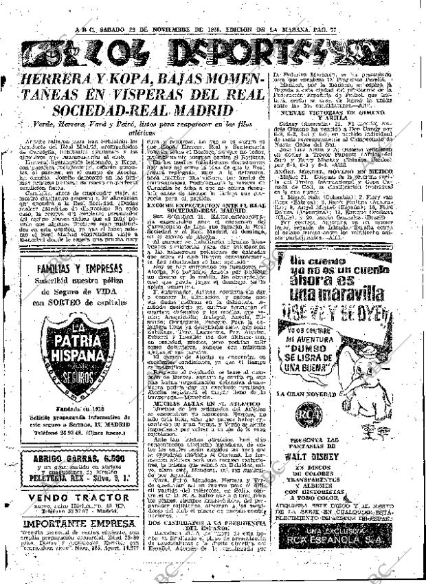 ABC MADRID 22-11-1958 página 77