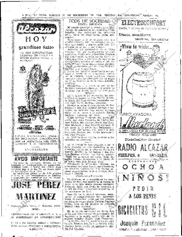 Periodico Abc Sevilla 30 12 1958 Portada Archivo Abc