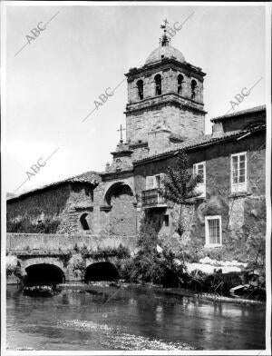 Pespectiva de la colegiata de san Miguel y el río Pisuerga (Palencia)